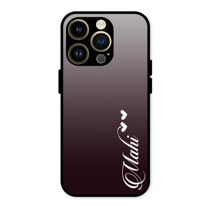 Customize Name Gradient Glass Case Cover Grey For iPhone 14 Pro Max