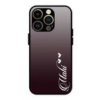 Customize Name Gradient Glass Case Cover Grey For iPhone 14 Pro