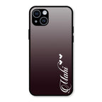Customize Name Gradient Glass Case Cover Grey For iPhone 14