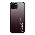 Customize Name Gradient Glass Case Cover Grey For iPhone 15 Plus