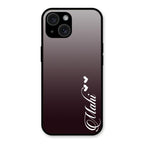 Customize Name Gradient Glass Case Cover Grey For iPhone 15 Plus