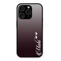 Customize Name Gradient Glass Case Cover Grey For iPhone 15 Pro Max