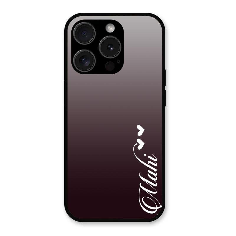 Customize Name Gradient Glass Case Cover Grey For iPhone 15 Pro Max