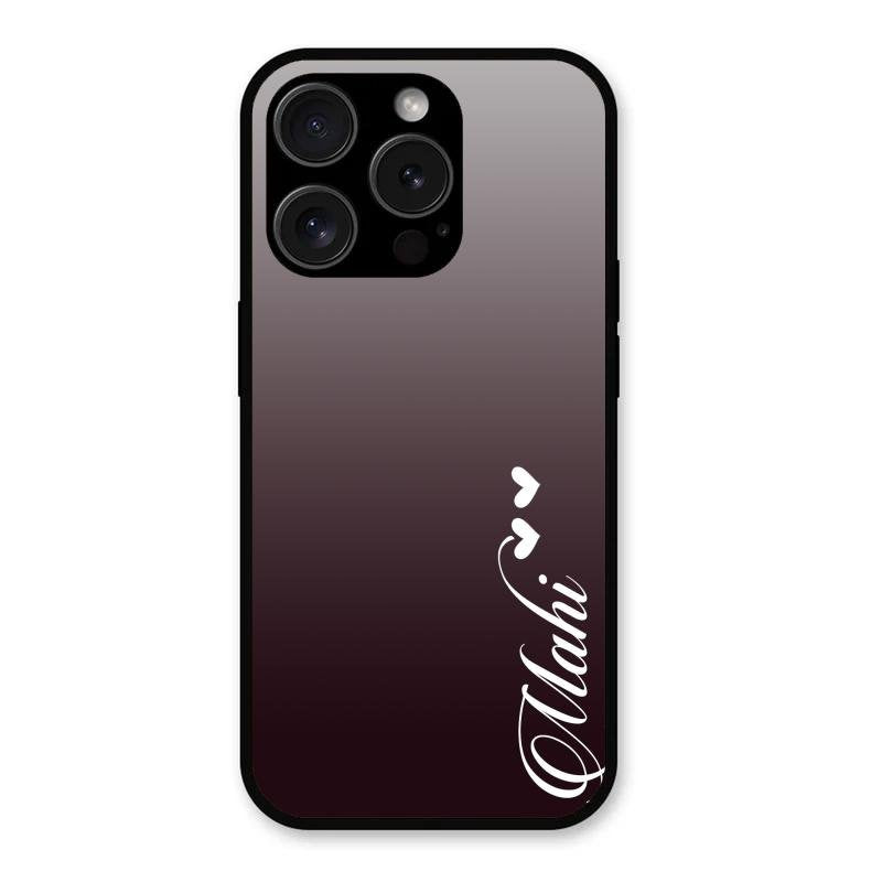 Customize Name Gradient Glass Case Cover Grey For iPhone 15 Pro