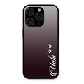 Customize Name Gradient Glass Case Cover Grey For iPhone 15 Pro