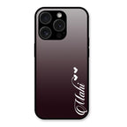 Customize Name Gradient Glass Case Cover Grey For iPhone 15 Pro