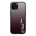 Customize Name Gradient Glass Case Cover Grey For iPhone 15