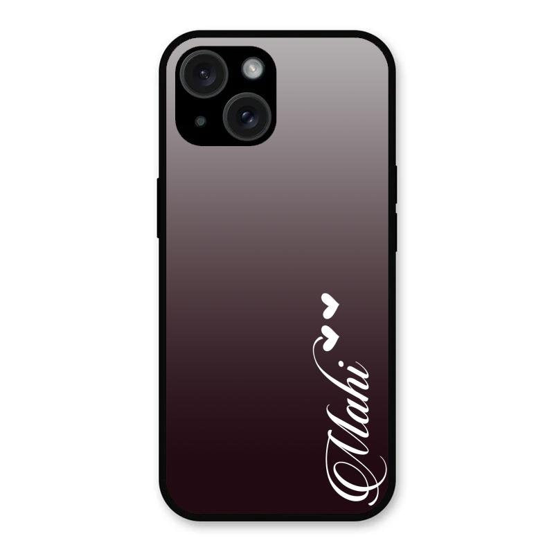 Customize Name Gradient Glass Case Cover Grey For iPhone 15