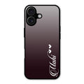 Customize Name Gradient Glass Case Cover Grey For iPhone 16 Plus