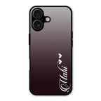 Customize Name Gradient Glass Case Cover Grey For iPhone 16 Plus