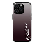 Customize Name Gradient Glass Case Cover Grey For iPhone 16 Pro Max