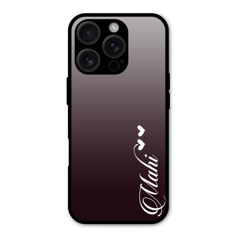 Customize Name Gradient Glass Case Cover Grey For iPhone 16 Pro