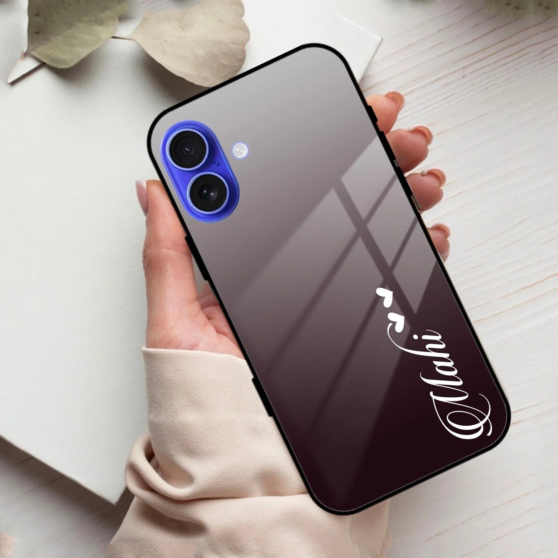 Customize Name Gradient Glass Case Cover Grey For iPhone - ShopOnCliQ