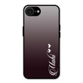 Customize Name Gradient Glass Case Cover Grey For iPhone 16e