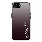 Customize Name Gradient Glass Case Cover Grey For iPhone 16e