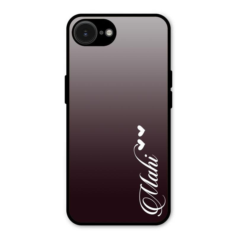 Customize Name Gradient Glass Case Cover Grey For iPhone 16e