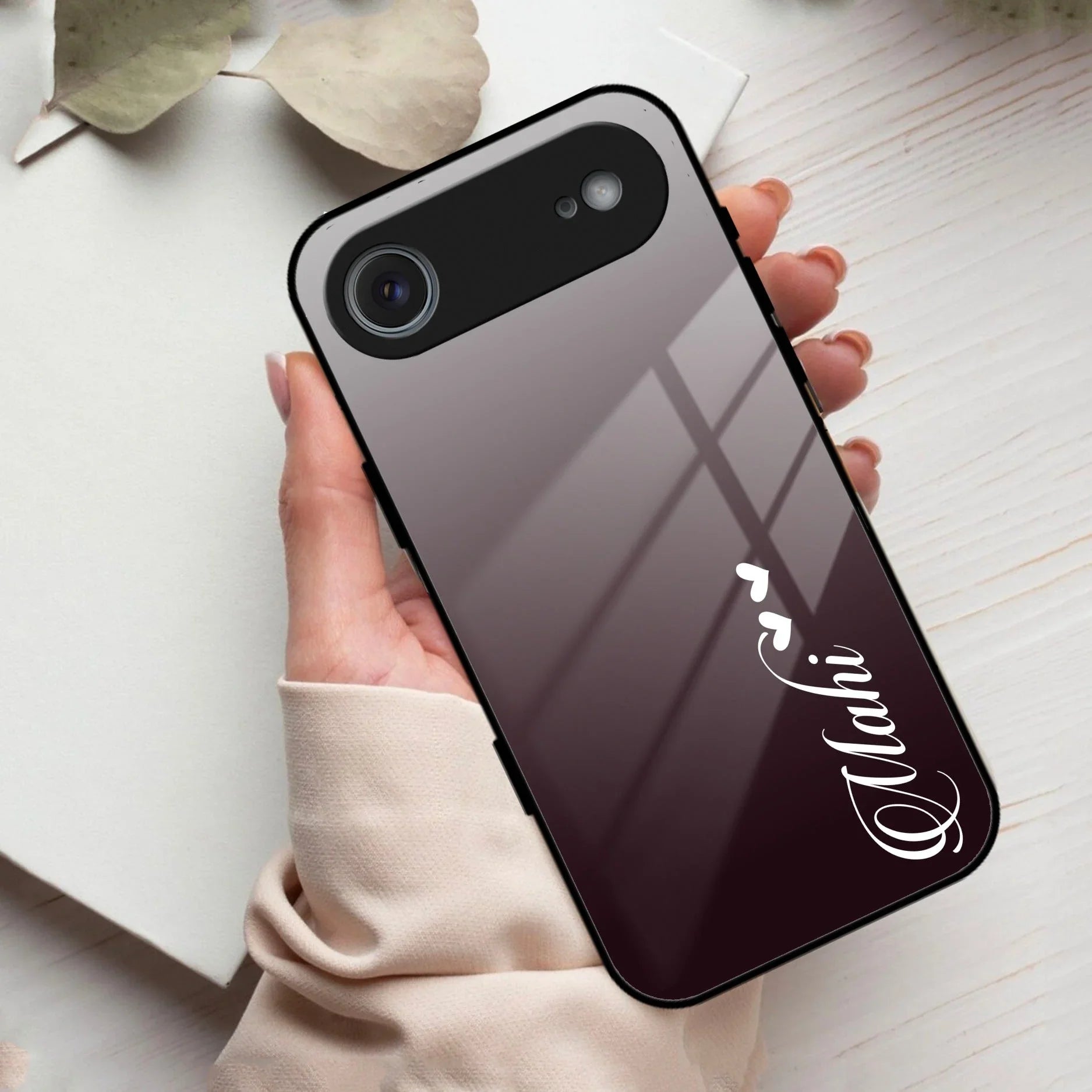Customize Name Gradient Glass Case Cover Grey For iPhone - ShopOnCliQ