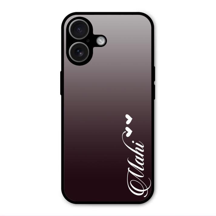 Customize Name Gradient Glass Case Cover Grey For iPhone 17