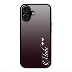 Customize Name Gradient Glass Case Cover Grey For iPhone 17