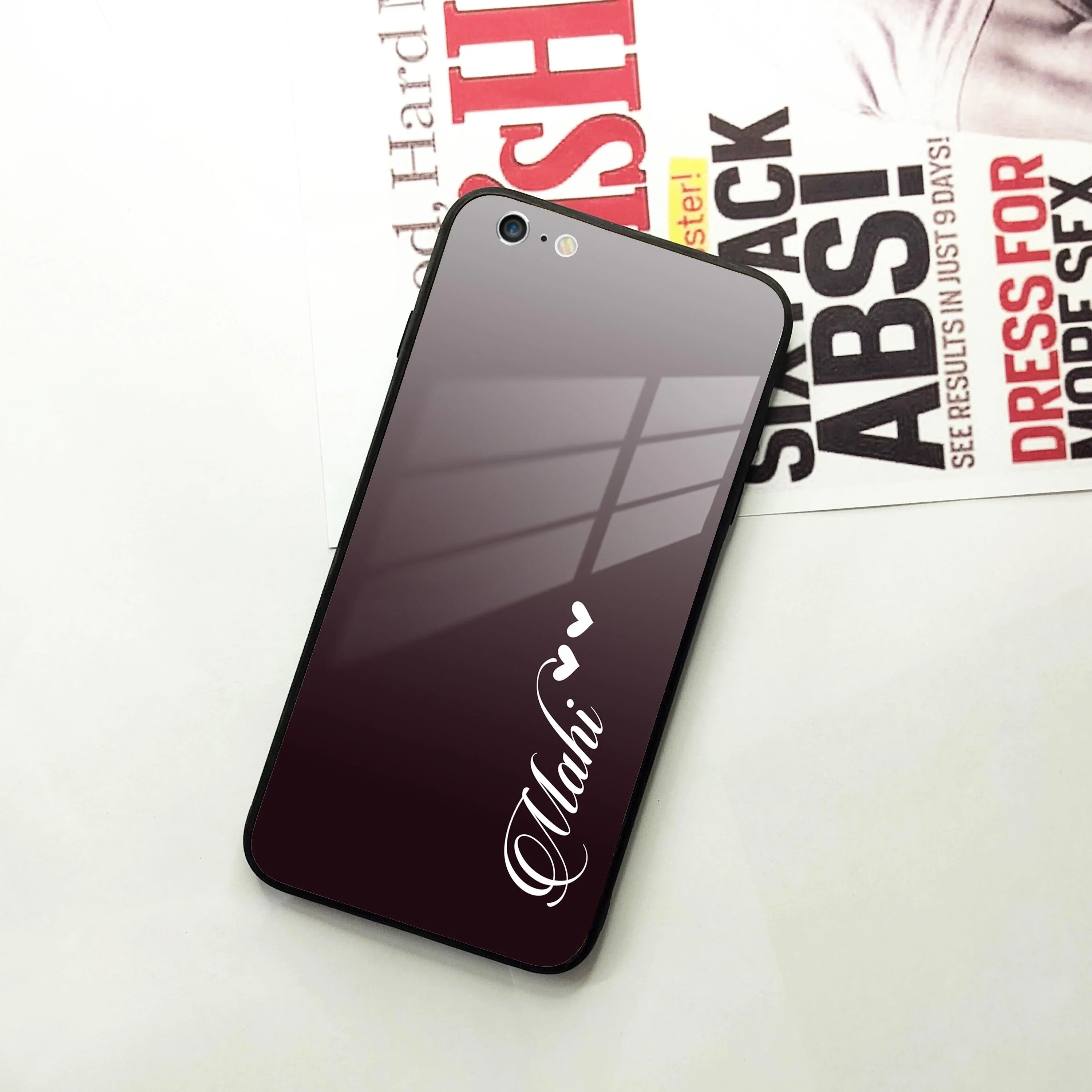 Customize Name Gradient Glass Case Cover Grey For iPhone - ShopOnCliQ