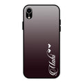 Customize Name Gradient Glass Case Cover Grey For iPhone XR