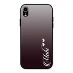 Customize Name Gradient Glass Case Cover Grey For iPhone XR