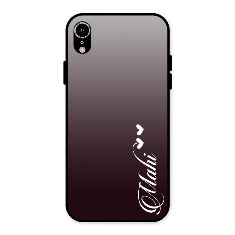 Customize Name Gradient Glass Case Cover Grey For iPhone XR