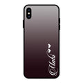 Customize Name Gradient Glass Case Cover Grey For iPhone XS Max