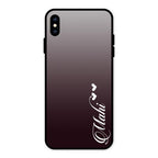 Customize Name Gradient Glass Case Cover Grey For iPhone XS Max