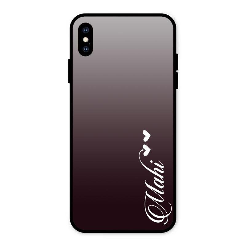 Customize Name Gradient Glass Case Cover Grey For iPhone XS Max