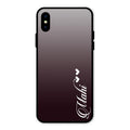 Customize Name Gradient Glass Case Cover Grey For iPhone XS