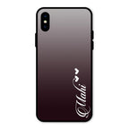 Customize Name Gradient Glass Case Cover Grey For iPhone XS
