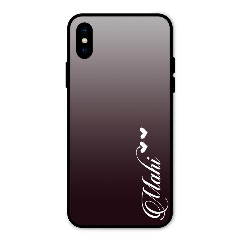 Customize Name Gradient Glass Case Cover Grey For iPhone XS