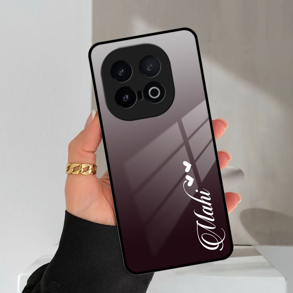 Customize Name Gradient Glass Case Cover Grey For iQOO