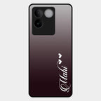 Customize Name Gradient Glass Case Cover Grey For Iqoo Z7 Pro 5G