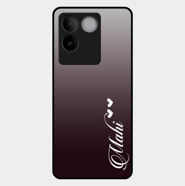 Customize Name Gradient Glass Case Cover Grey For Iqoo Z7 Pro 5G