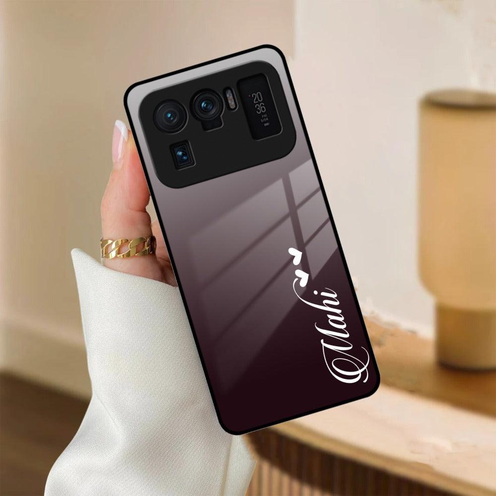 Customize Name Gradient Glass Case Cover Grey For Redmi/Xiaomi