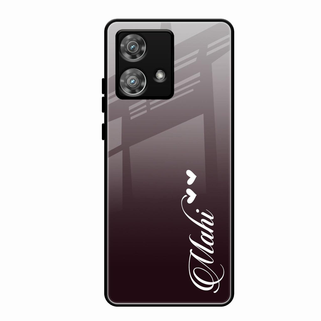 Customize Name Gradient Glass Case Cover Grey For Motorola Edge 40 5G