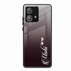 Customize Name Gradient Glass Case Cover Grey For Motorola Edge 40 5G