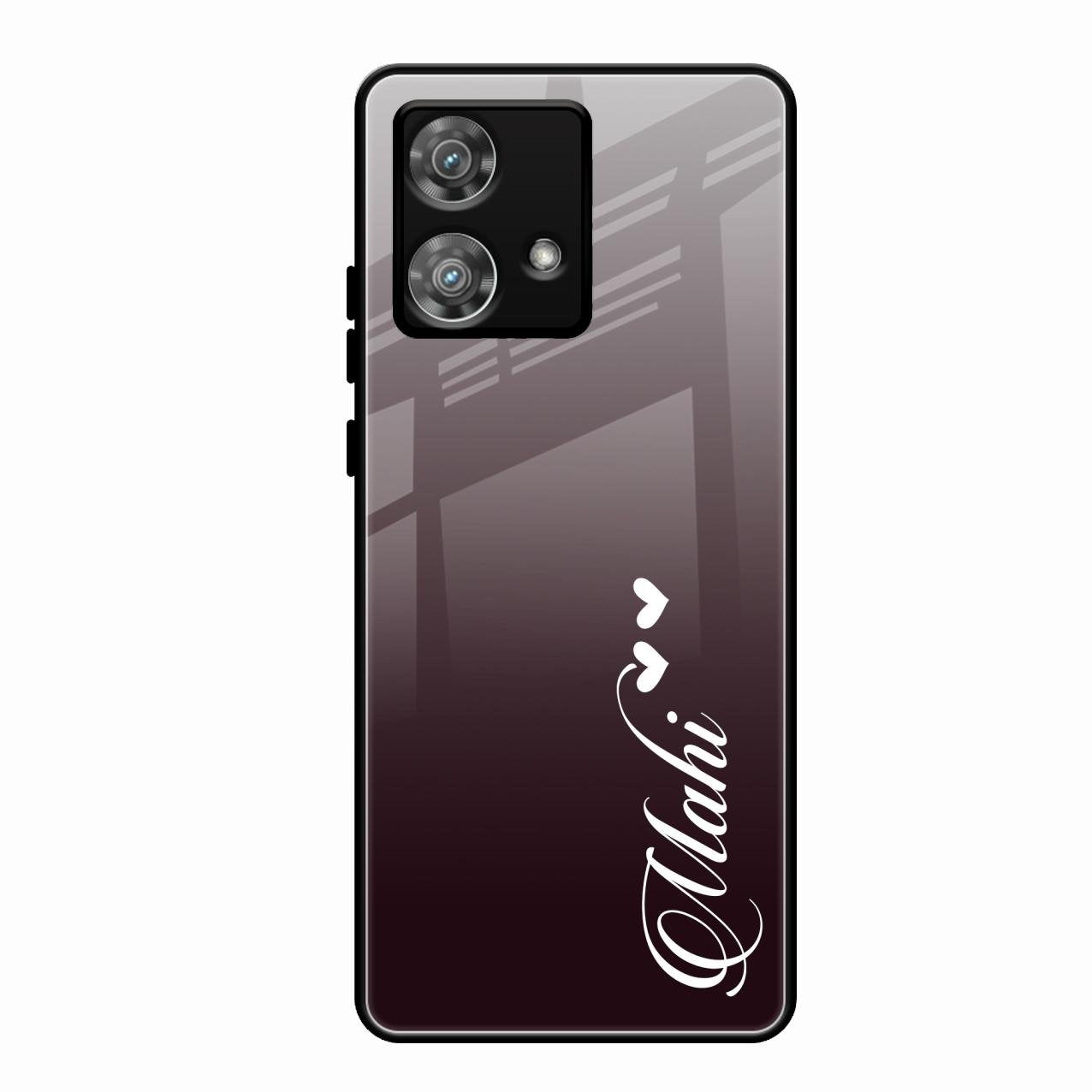 Customize Name Gradient Glass Case Cover Grey For Motorola Edge 40 5G