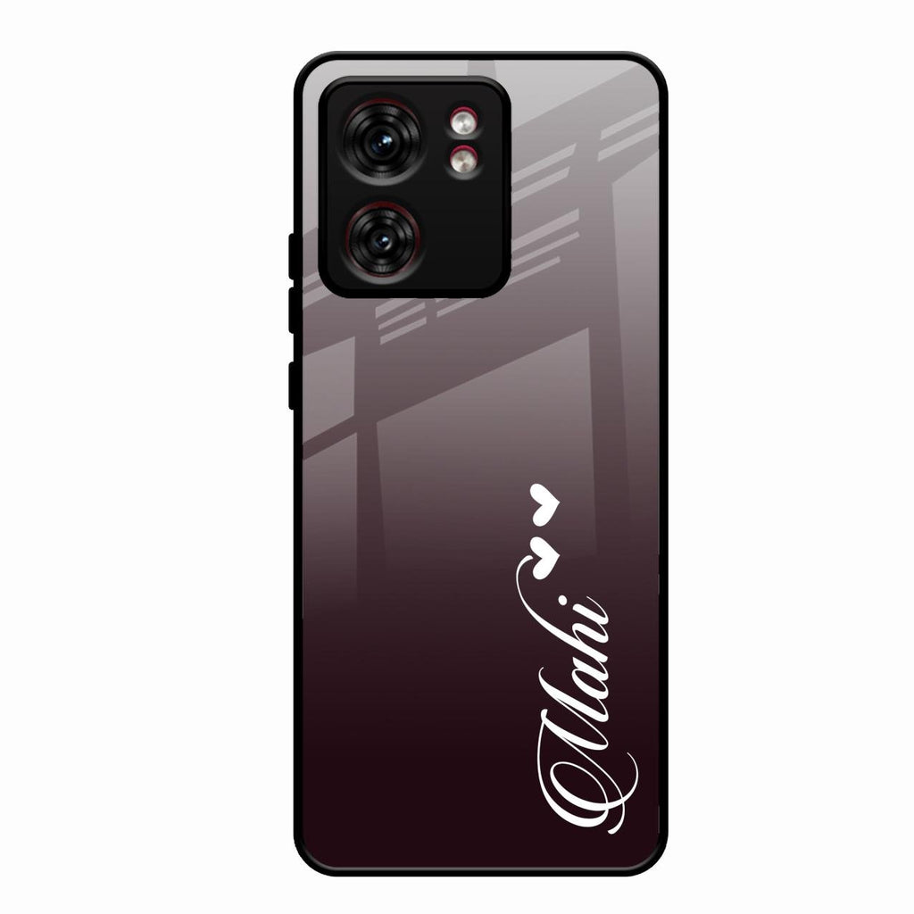 Customize Name Gradient Glass Case Cover Grey For Motorola Edge 40