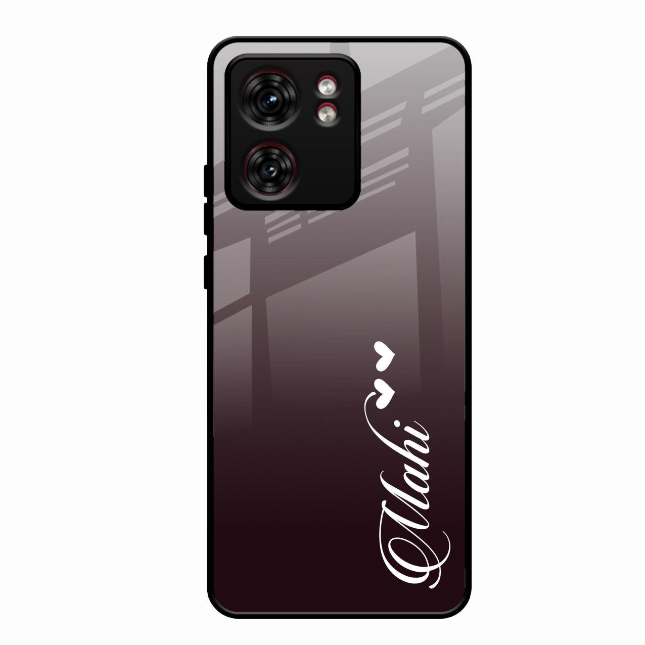 Customize Name Gradient Glass Case Cover Grey For Motorola Edge 40