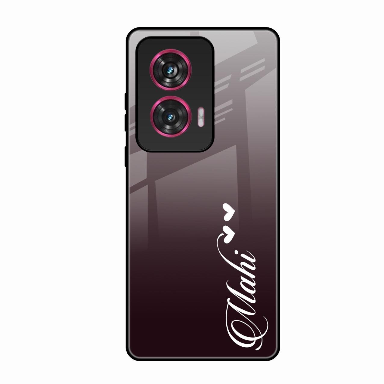 Customize Name Gradient Glass Case Cover Grey For Motorola Edge 50 Fusion 5G