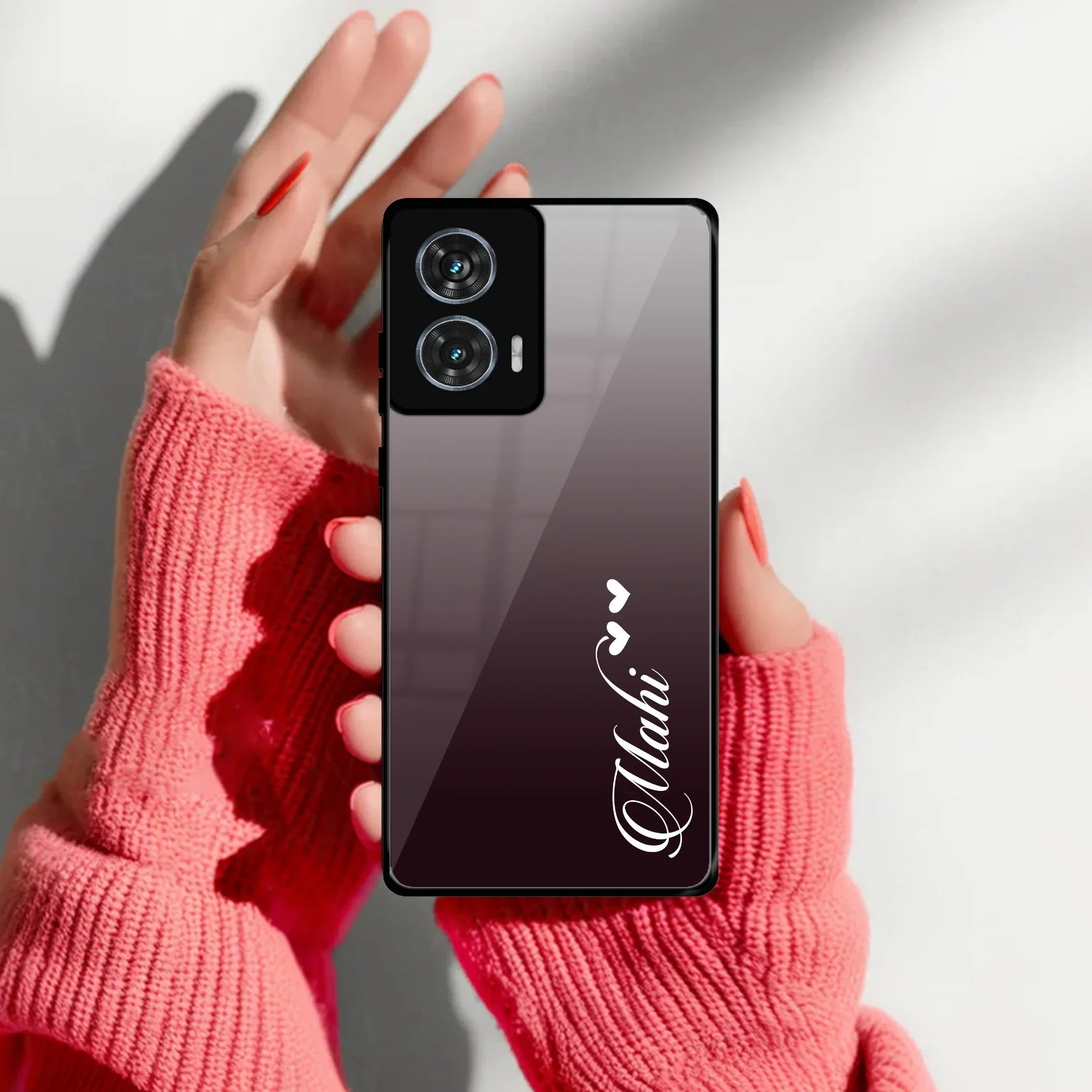 Customize Name Gradient Glass Case Cover Grey For Motorola - ShopOnCliQ