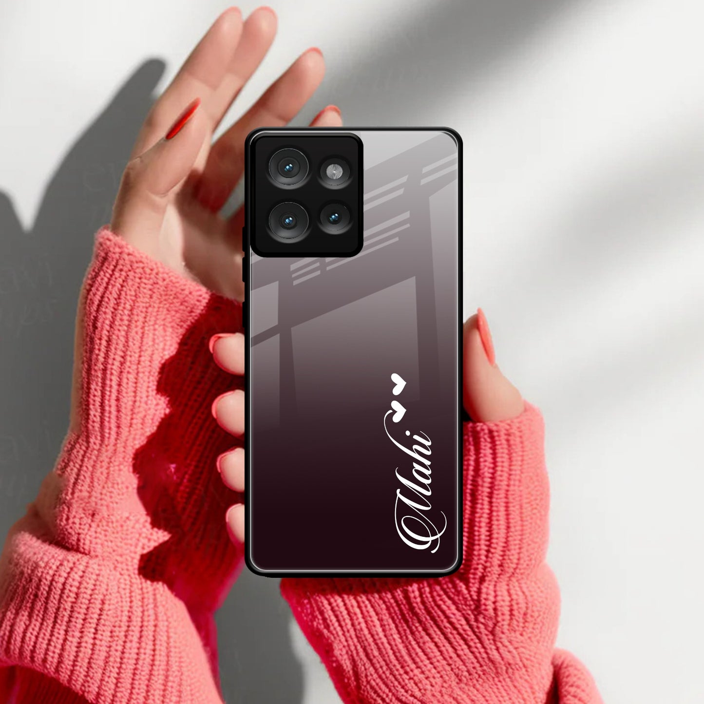 Customize Name Gradient Glass Case Cover Grey For Motorola