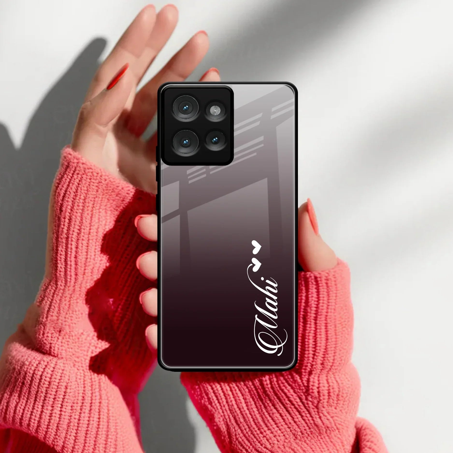 Customize Name Gradient Glass Case Cover Grey For Motorola - ShopOnCliQ