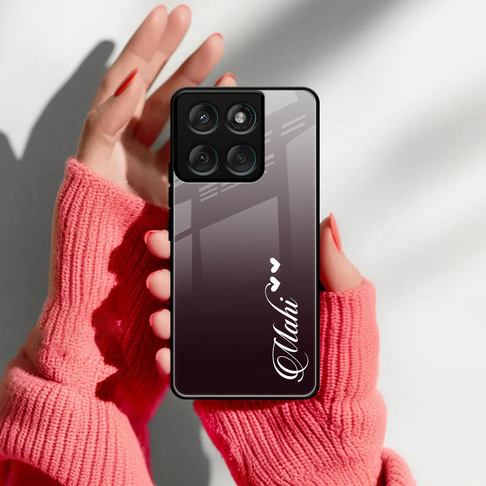 Customize Name Gradient Glass Case Cover Grey For Motorola - ShopOnCliQ