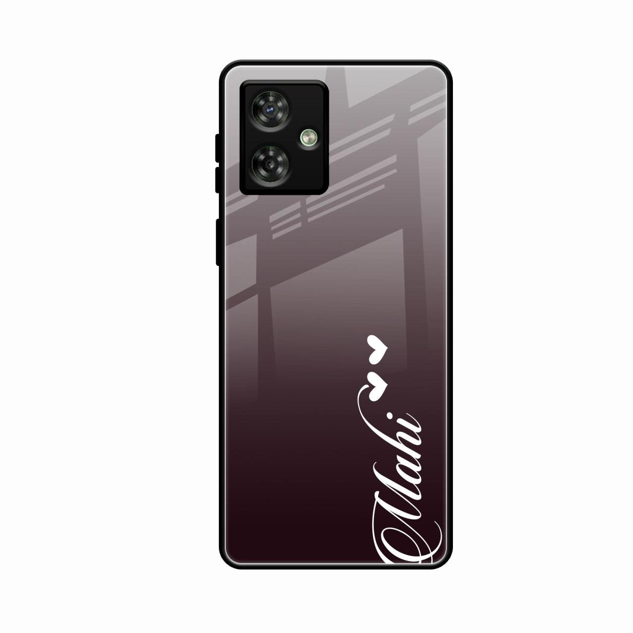 Customize Name Gradient Glass Case Cover Grey For Motorola G54 5G