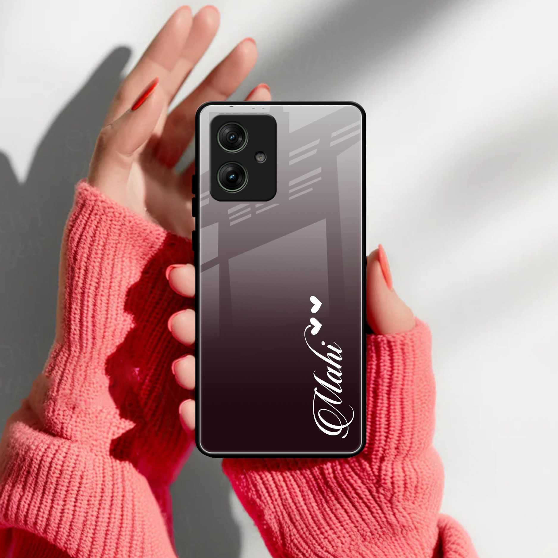 Customize Name Gradient Glass Case Cover Grey For Motorola