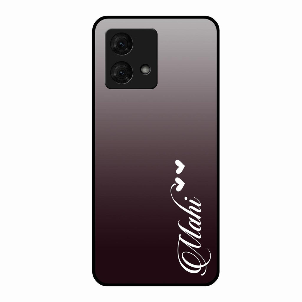Customize Name Gradient Glass Case Cover Grey For Motorola g84 5G